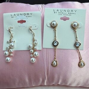 Laundry by Shelli Segal Gold and Pearl Drop Earrings - 2 pair